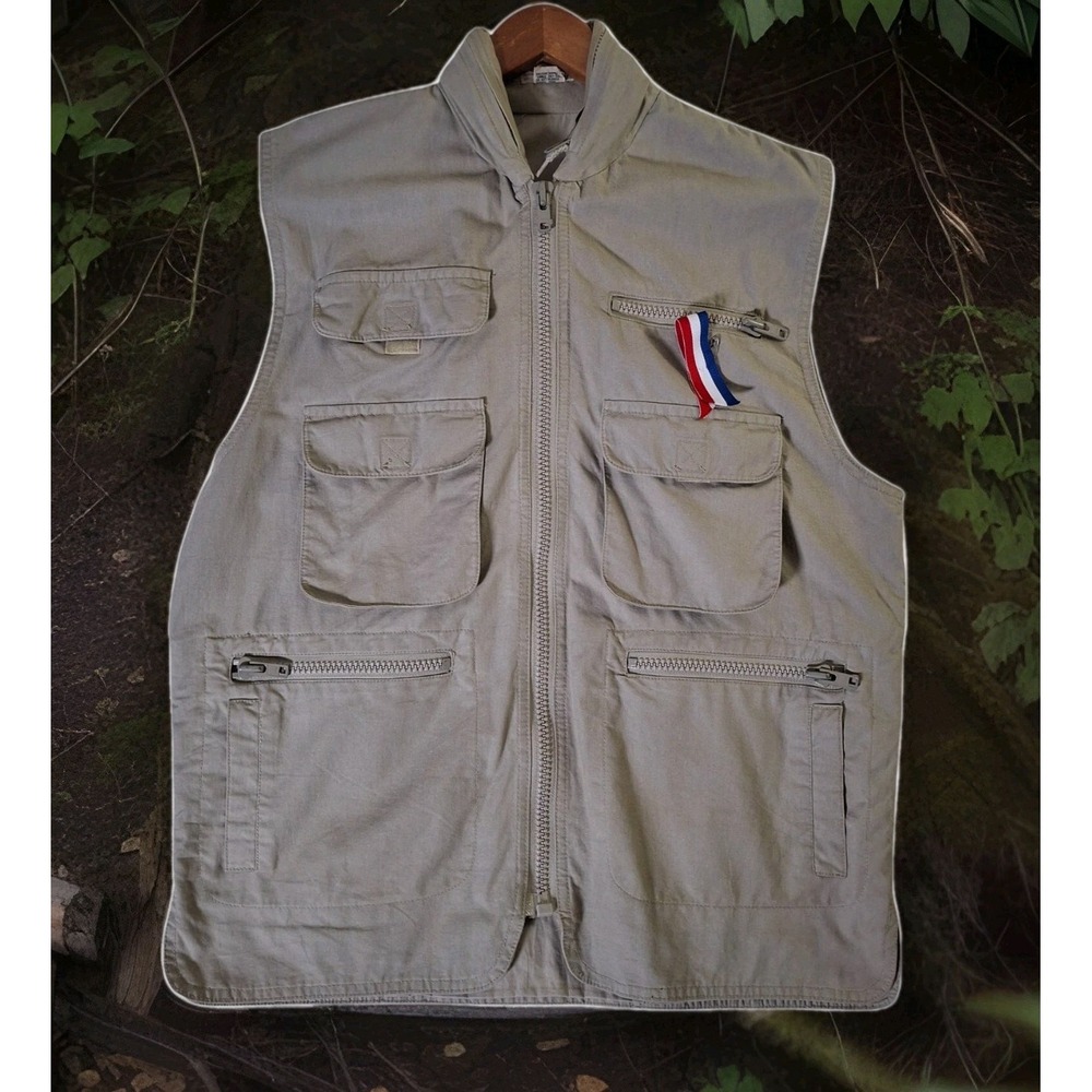 Vintage Banana Republic Vest Mens M Safari‎ Fishing Khaki Beige Tackle Utility
